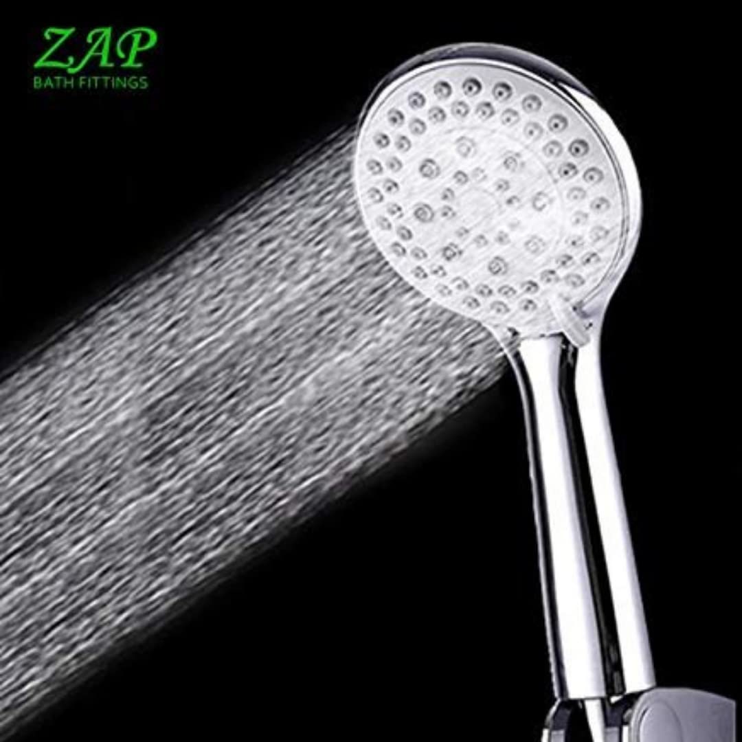 ZAP Breeza Series 3-in-1 Wall Mixer with Crutch & Multi-Flow Hand Shower | Complete Brass | 1.5m Flexible Tube | Chrome Finish | Deluxe Bathroom Fittings Set