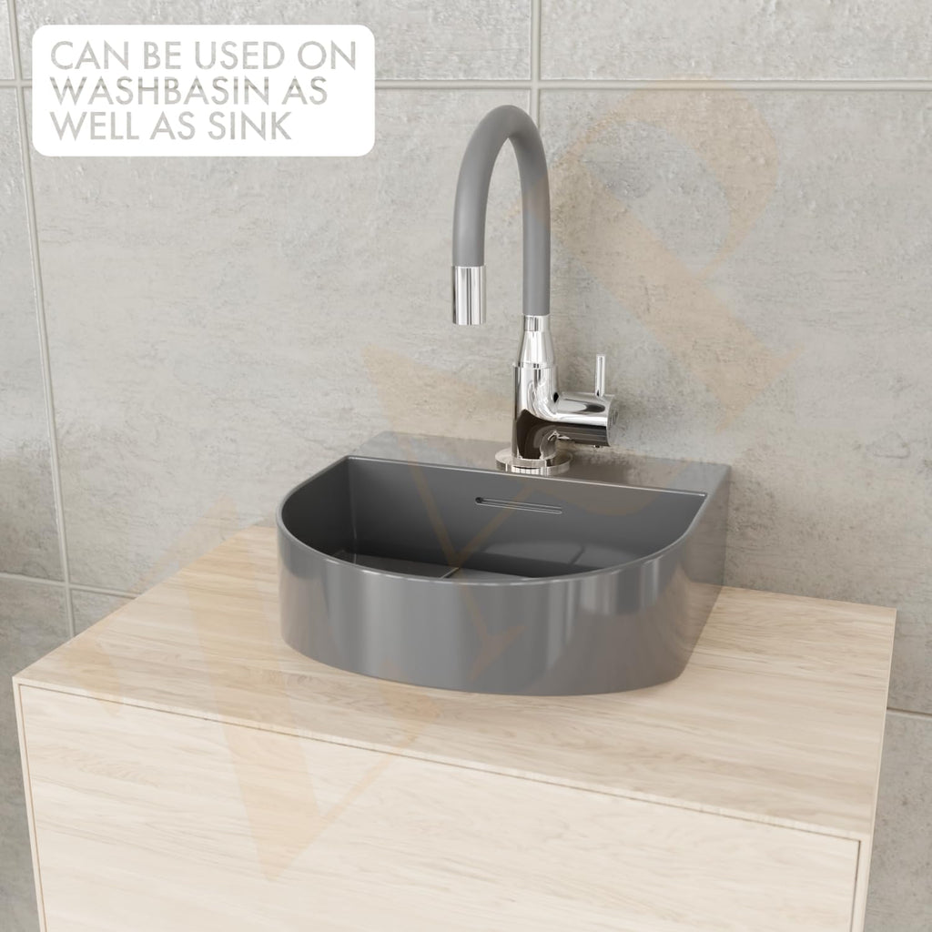 ZAP Swan Neck with Flexible Swivel Spout | Single Flow Kitchen Sink Tap | Grey Silicone Spout Brass Faucet | Hot & Cold Sink Faucet | Tap for Kitchen Sink | Wash Basin Tap | Pillar Tap