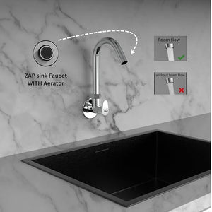 ZAP Pluto Heavy Wall-Mount Kitchen Sink Tap with 360° Swivel Spout | Chrome Finish Brass Sink Cock with Flange | 7-Year Warranty | Kitchen & Basin Tap