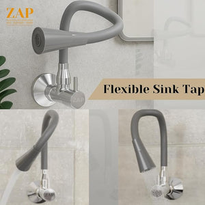 Grey Brass Sink Tap with Dual Flow Kitchen Faucet with Flexible Swivel Spout