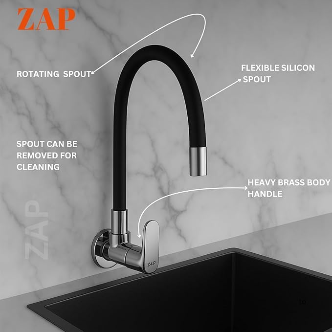 Opel Black Flexible Kitchen Sink Tap – 360° Pull-Down Sprayer Tap