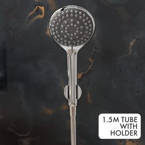 ZAP Ultra Cube Series High Grade 100% Brass 2-in-1 Wall Mixer with Overhead Shower Set and 125mm Long Bend Pipe | Hot/Cold Knobs with Chrome Finish and Faucet Cleaner