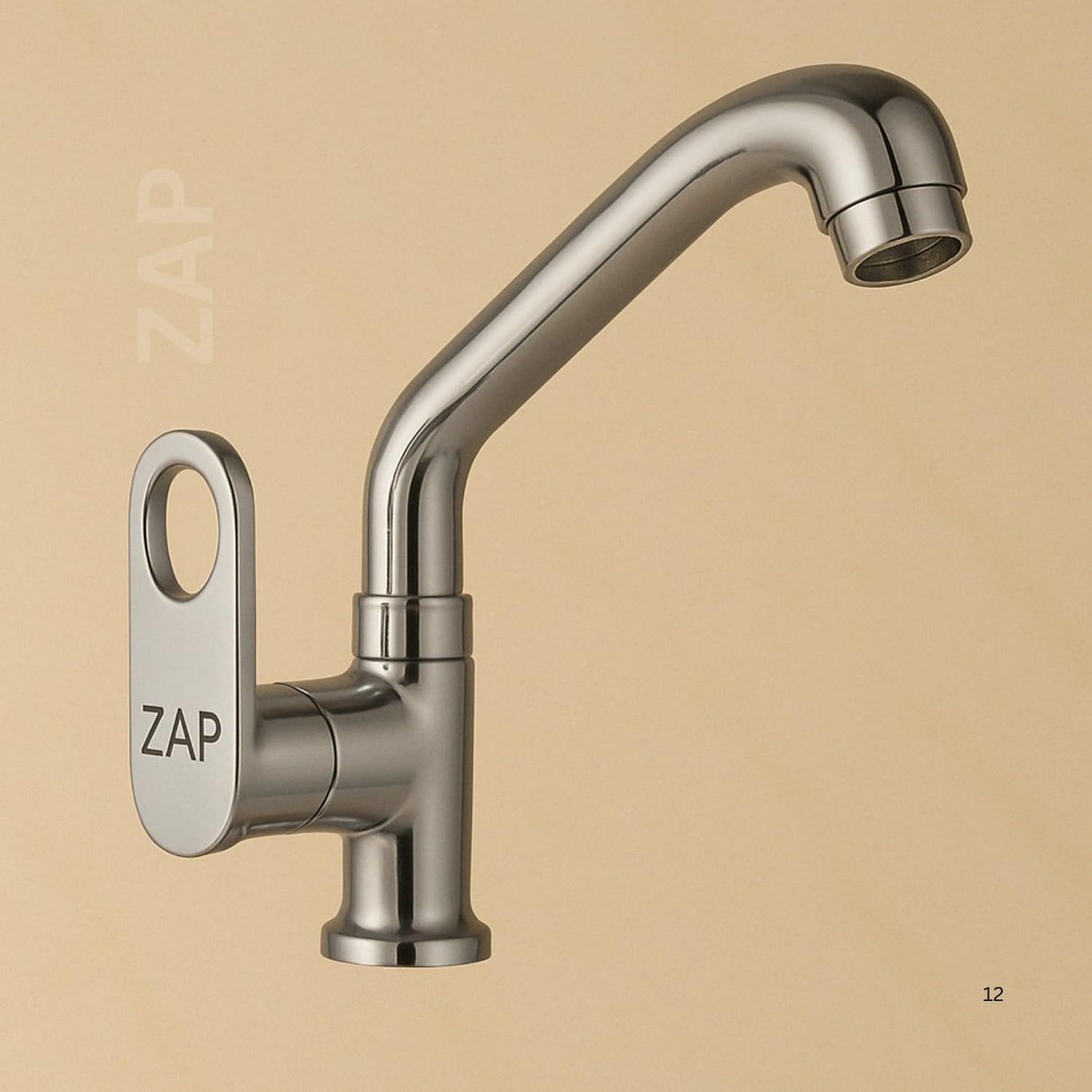Zap Geo Heavy Swan Neck Tap for Kitchen & Bathroom | Brass Body, Chrome Finish | Table/Deck Mounted | Sleek Durable Design | Soft Flow Water Faucet
