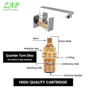 ZAP Skoda Wall-Mount Kitchen Sink Tap with Swivel Cast Spout | Chrome Finish Brass Sink Cock for Kitchen Basin | Easy-to-Use Faucet