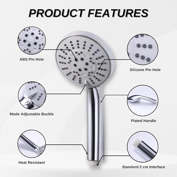 ZAP 304 Stainless Steel Handheld Multi Function Hand Shower without Hose & Bracket Chrome Finish Hand Shower for Bathroom