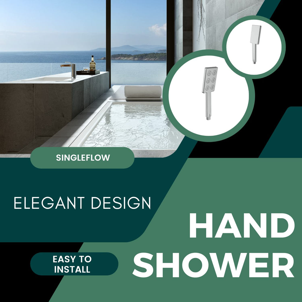 ZX8765 Hand Shower with Stand and Hose Pipe, Flexible Silicone Nozzles, Stainless Steel Finish, Lightweight, Great Grip, Precise Water Flow(Ultra Modern Sleek, Single Flow, Elegant Design)