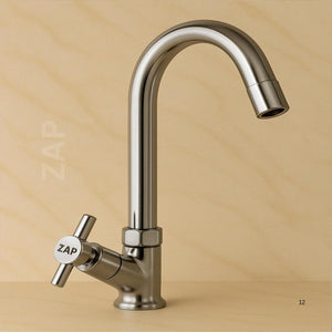 Zap Terrim Light Swan Neck Tap for Kitchen & Bathroom | Brass Body, Chrome Finish | Table/Deck Mounted | Sleek Durable Design | Soft Flow Water Faucet