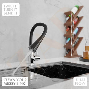 Black Silicone Dual Flow Swan Neck Tap