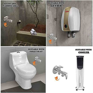 ZAP 2-in-1 Brass Angle Valve | Heavy-Duty Chrome Finish Dual Outlet Valve with Wall Flange | Quarter Turn 2-Way Tap for Bathroom, Kitchen, Geyser, Jet Spray & Basin | 15mm BSP | Made in India