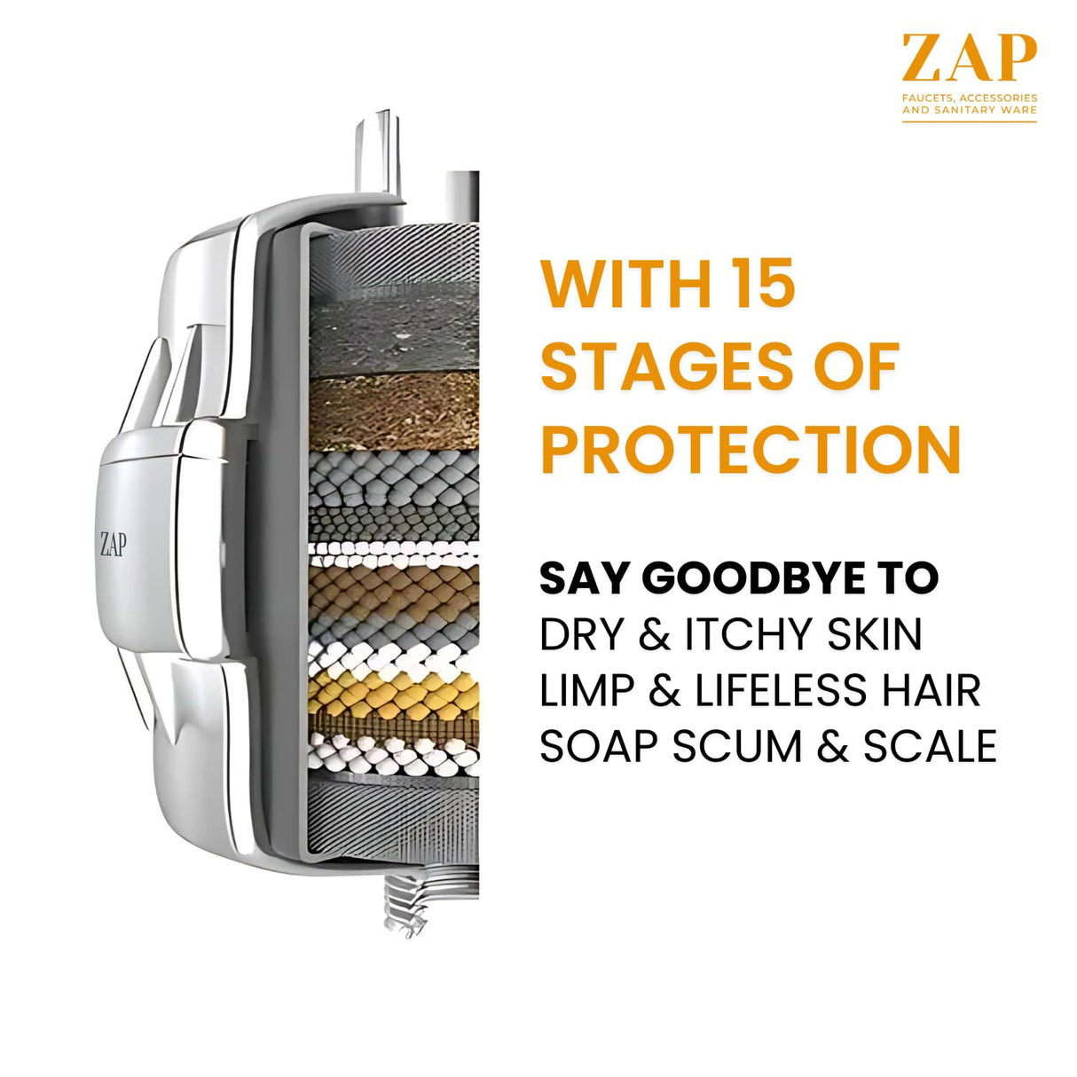 ZXFLTR-40 High Output Revitalizing Shower Filter - Reduces Dry Itchy Skin, Dandruff, Eczema, and Dramatically Improves The Condition of Your Skin, Hair and Nails - Chrome (SF100)