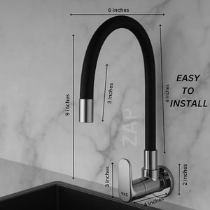 Opel Black Flexible Kitchen Sink Tap – 360° Pull-Down Sprayer Tap