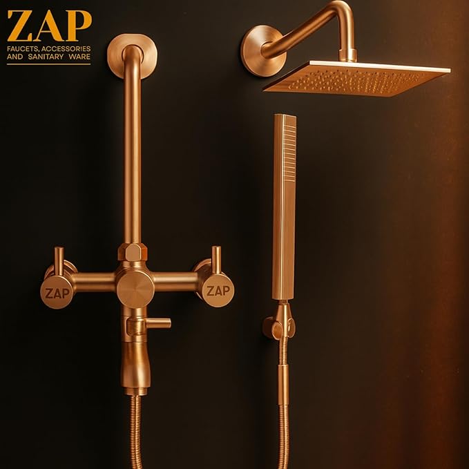 Elixir Rose Gold 3-in-1 Brass Wall Mixer Set