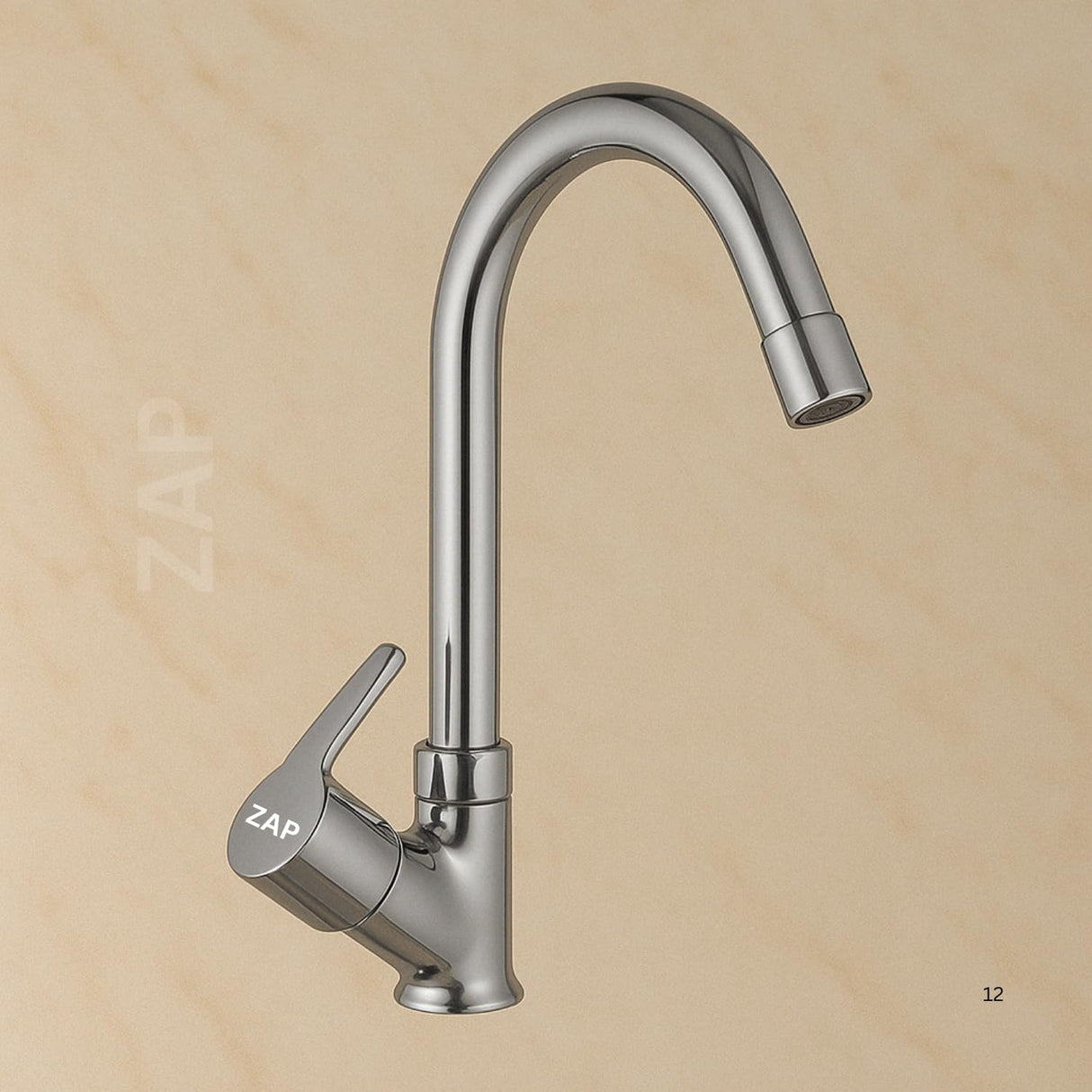 Zap Ocean Heavy Neck Tap for Kitchen/Bathroom | Brass Body, Chrome Finish | Soft Water Flow | Table/Deck Mounted | Sleek & Durable Faucet for Wash Basin & Sink