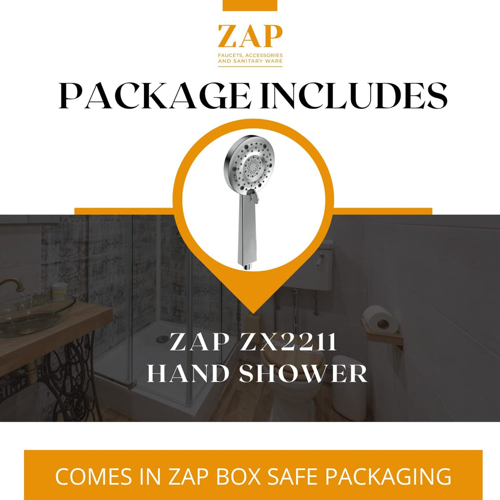 ZX2211 Hand Shower With Silicone Free Nozzles, Stainless Steel Finish, Lightweight, Great Grip, Precise Multiflow and Mixed Flow(Rain, Soft, Massage, Rain & Massage, Rain & Soft Spray)