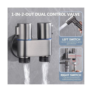 Prime 2-in-1 Brass Angle Valve with Wall Flange | Dual Outlet Chrome