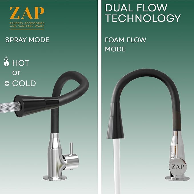 Black Silicone Dual Flow Swan Neck Tap