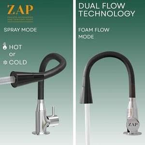 Black Silicone Dual Flow Swan Neck Tap