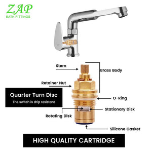 ZAP Brezza Brass Swan Neck Tap – 20x3 Inch Chrome Finish Kitchen Sink Faucet | 360° Swivel Spout | Counter Mount Basin Tap for Home, Kitchen & Bathroom