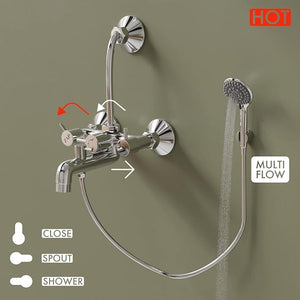 Elixir Brass 3-in-1 Wall Mixer with Hand Shower & Tube