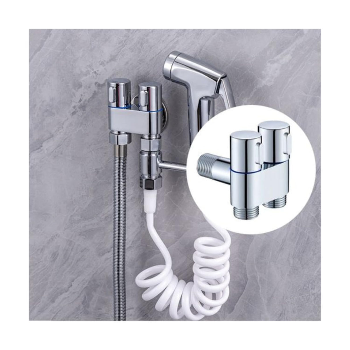 Prime 2-in-1 Brass Angle Valve with Wall Flange | Dual Outlet Chrome