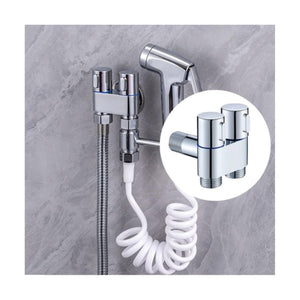 Prime 2-in-1 Brass Angle Valve with Wall Flange | Dual Outlet Chrome