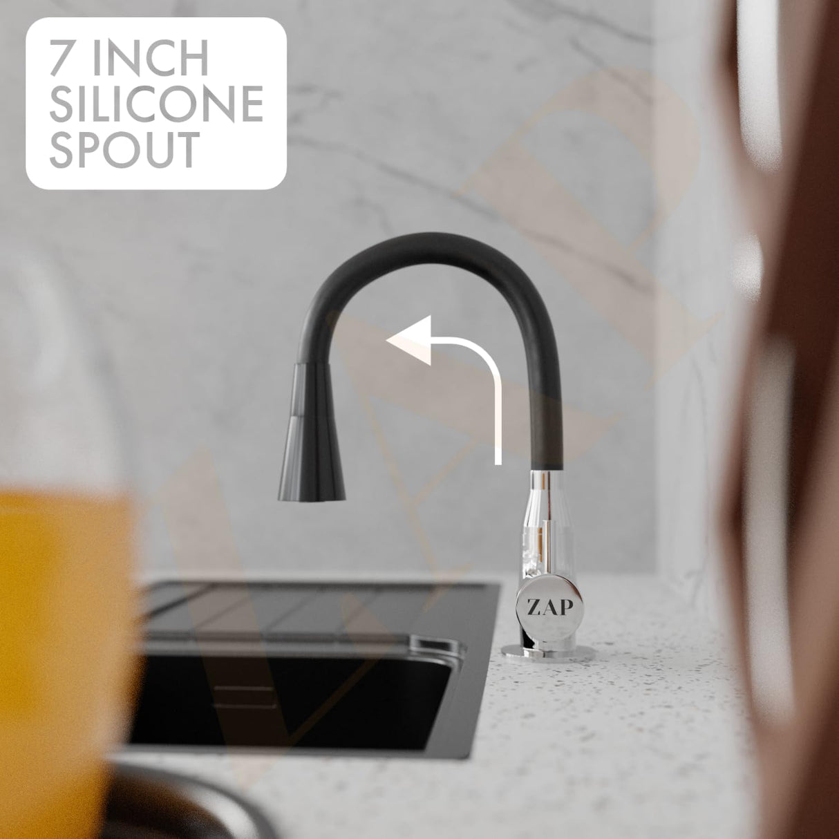 Elixir Kitchen Sink Tap – Dual Flow Black Silicone Spout