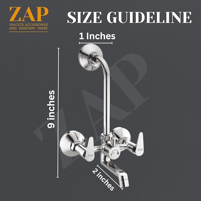 Terrim Brass 2-in-1 Wall Mixer with Long Bend Pipe