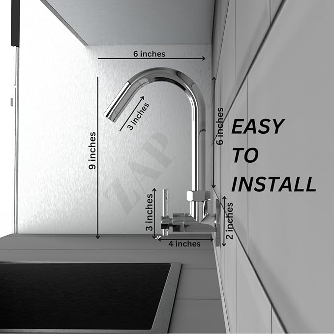 ZAP Terrim Heavy Wall-Mount Kitchen Sink Tap with 360° Swivel Spout | Chrome Finish Brass Sink Cock with Flange | 7-Year Warranty | Kitchen & Basin Faucet