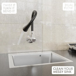 ZAP Elixir Brass Kitchen Sink Cock Faucet | Modern Black & Chrome Finish | 360° Flexible Swivel Spout | Wall Mounted Kitchen Tap | Heavy Duty Brass Body | Stylish Sink Mixer for Modular Kitchens | Single Flow