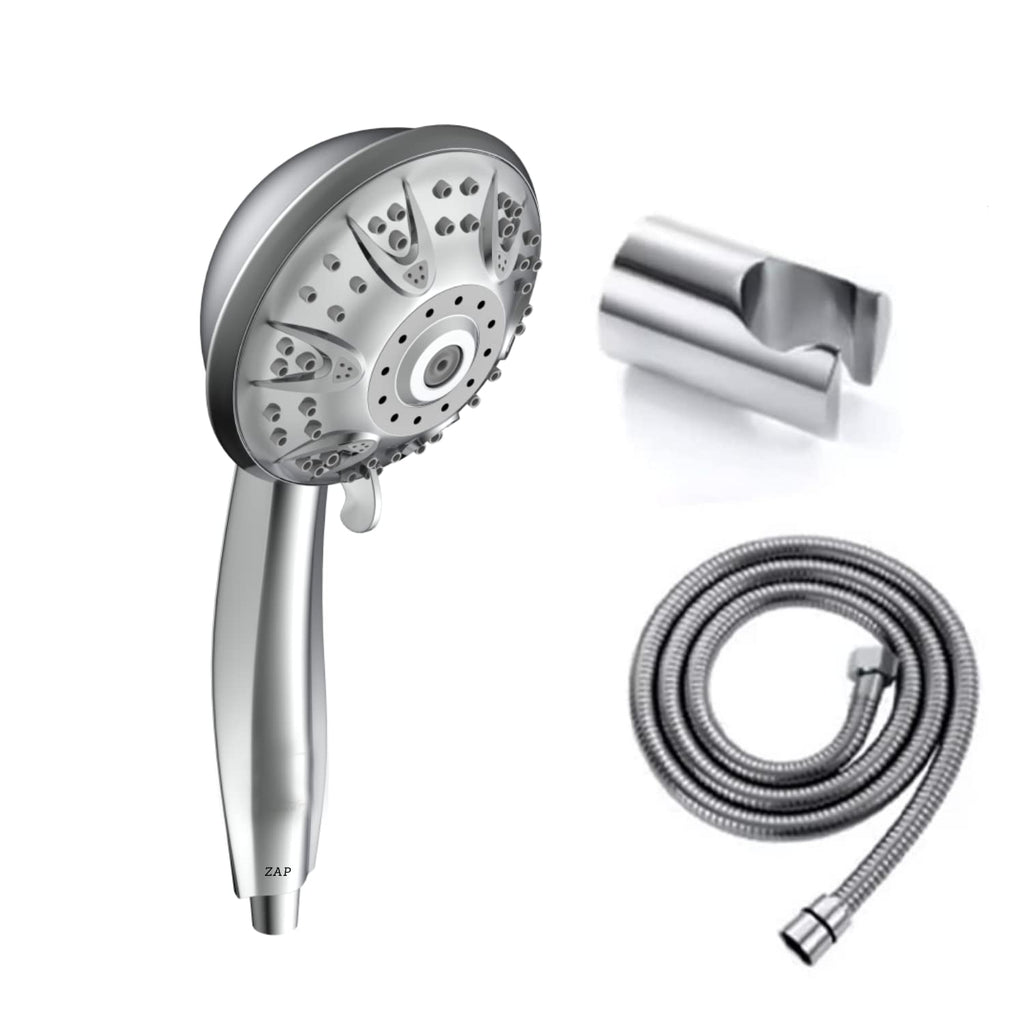 UltraFX2310 Hand Shower with Stand and Hose Pipe, Silicone Free Nozzles, Stainless Steel Finish, Lightweight, Great Grip, Precise Water Flow, Multi and Mixed Spray Flow (Ultra Modern Sleek, Rain, Soft, Massage, Rain & Massage, Rain & Soft Spray )