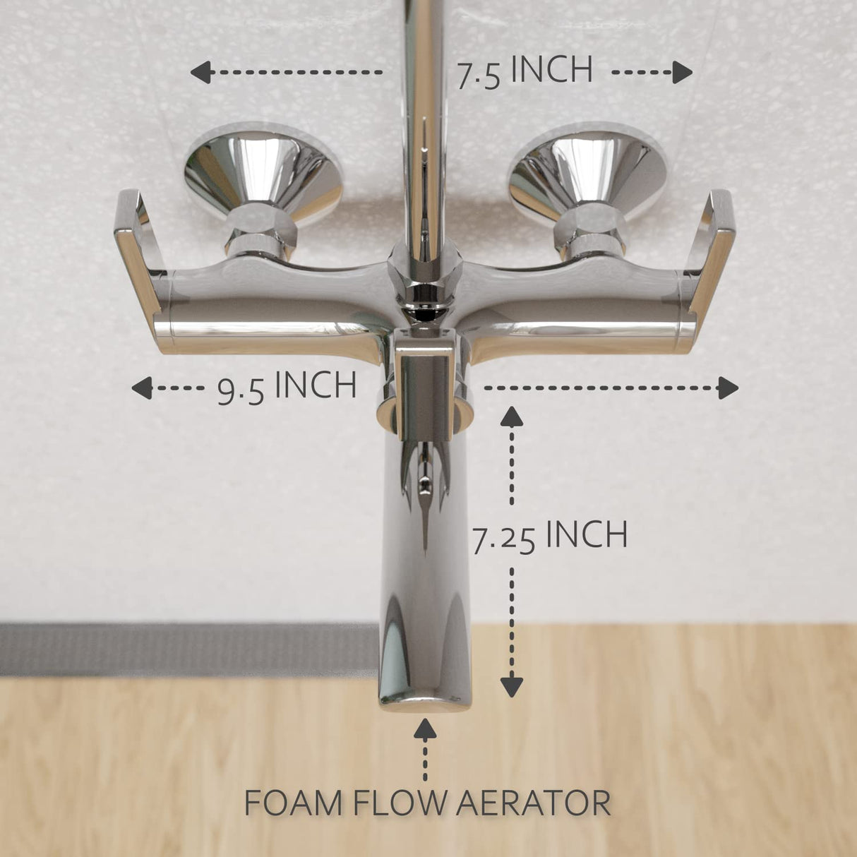 ZAP Ultra Cube Series High Grade 100% Brass 2-in-1 Wall Mixer with Overhead Shower Set and 125mm Long Bend Pipe | Hot/Cold Knobs with Chrome Finish and Faucet Cleaner