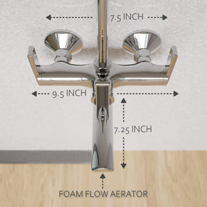 ZAP Ultra Cube Series High Grade 100% Brass 2-in-1 Wall Mixer with Overhead Shower Set and 125mm Long Bend Pipe | Hot/Cold Knobs with Chrome Finish and Faucet Cleaner