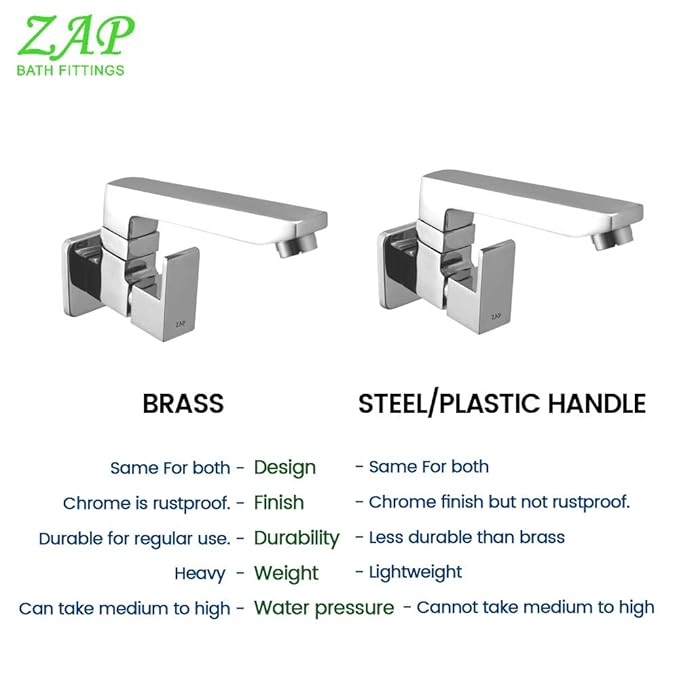 ZAP Skoda Wall-Mount Kitchen Sink Tap with Swivel Cast Spout | Chrome Finish Brass Sink Cock for Kitchen Basin | Easy-to-Use Faucet
