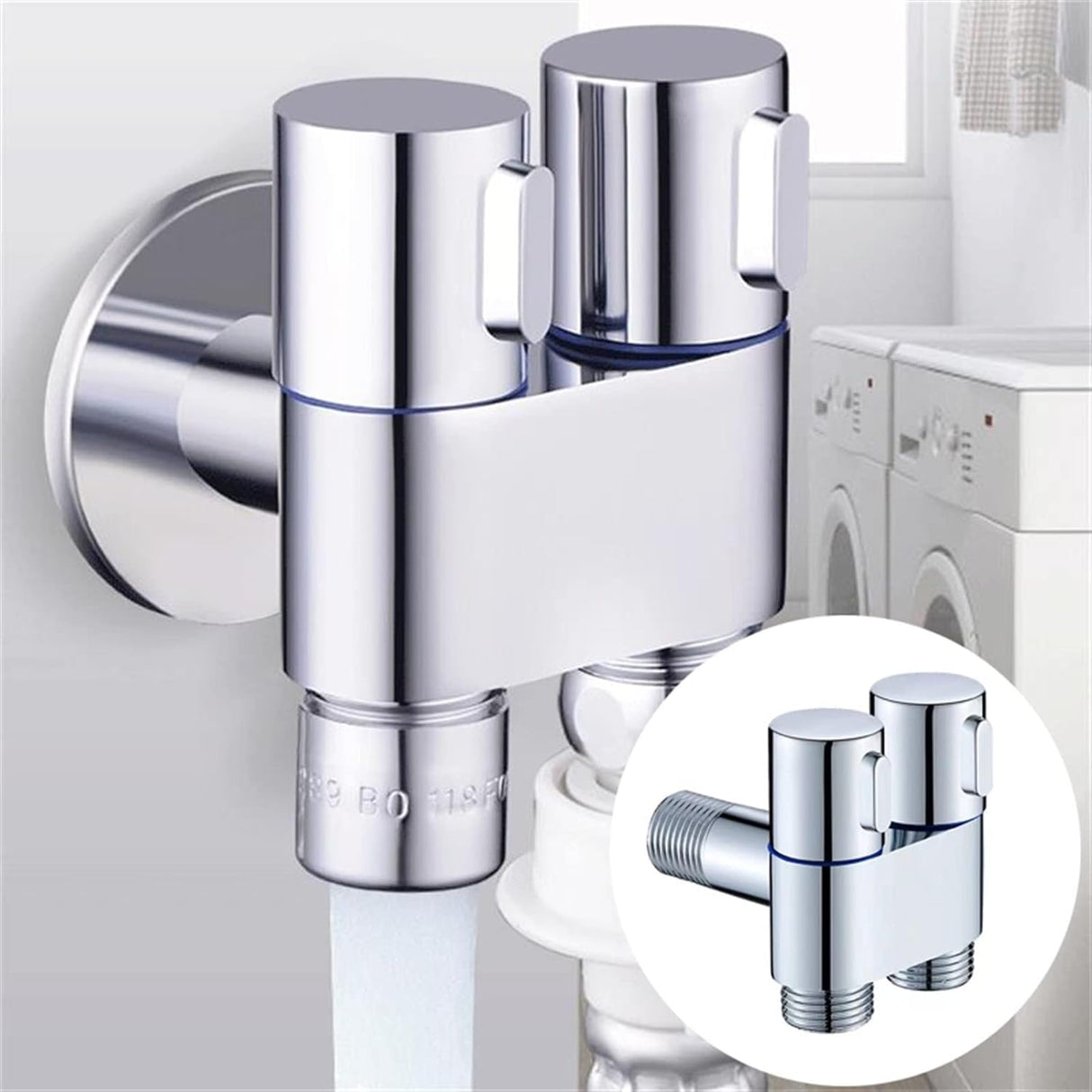 Prime 2-in-1 Brass Angle Valve with Wall Flange | Dual Outlet Chrome
