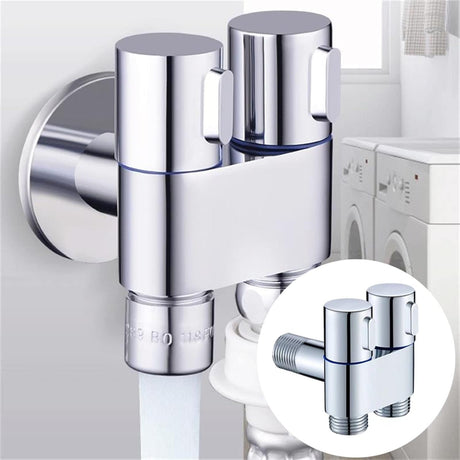Prime 2-in-1 Brass Angle Valve with Wall Flange | Dual Outlet Chrome
