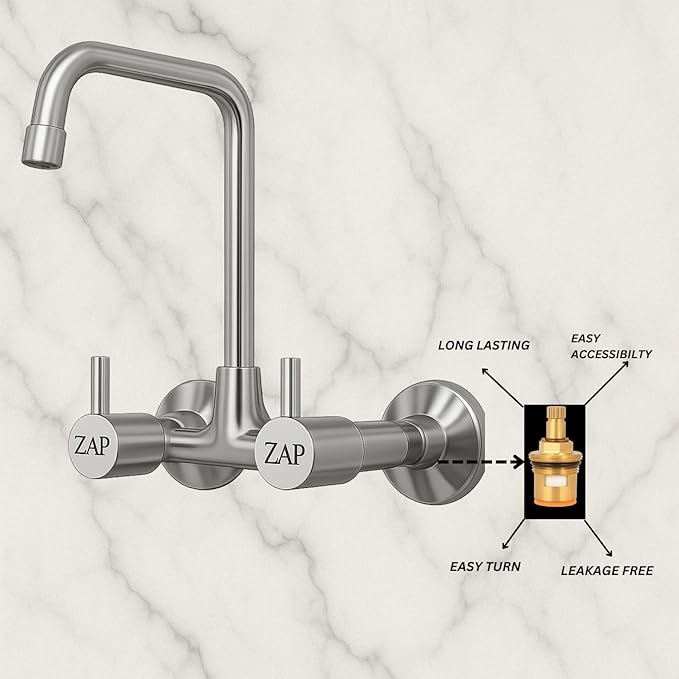 ZAP Elixir 1342 L Spout Kitchen Sink Mixer Tap