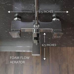 ZAP SKODA Series 100% Full Brass Wall Mixer with Overhead Shower System Set and 125mm Long Bend Pipe for Bathroom | Chrome Finish | Complete Wall Mounted Bath Fitting