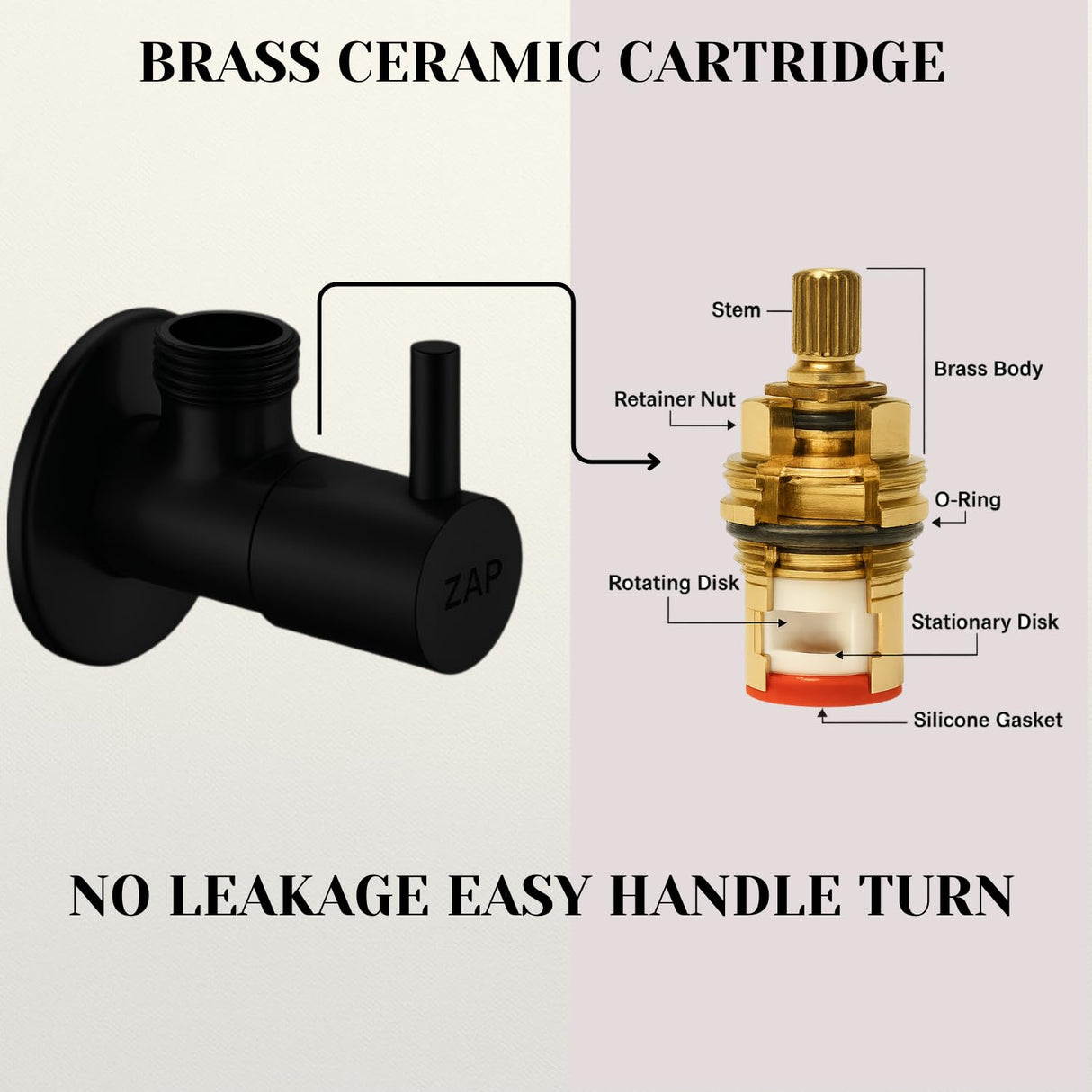 Elixir Angle Valve Black Bathroom Fitting For Tap Pack Of 2Pcs