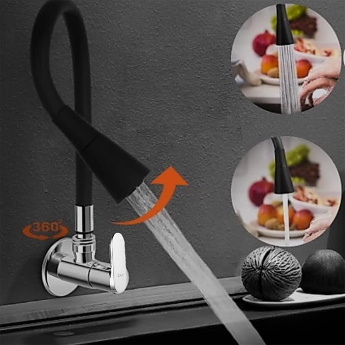 Opel Black Flexible Kitchen Sink Tap – 360° Pull-Down Sprayer Tap