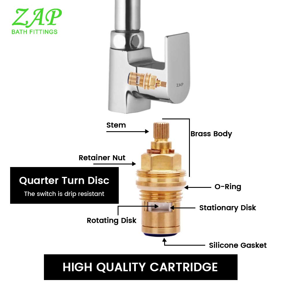 Zap Bolt Swan Neck Kitchen Faucet Tap | 100% Brass | Chrome Finish | Single Lever Mixer | Swivel Spout | Hot & Cold Water | Sink Tap for Modular Kitchens & Utility