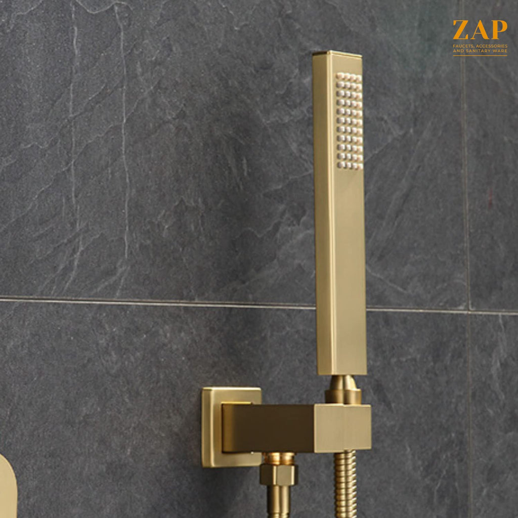 Ultra 5552 BRASS GOLD Hand Shower with Shower Tube and Holder Water-Saving Hand Shower Prime Complete with Head