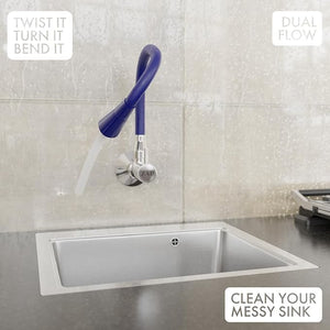 ZAP Elixir Brass Sink Cock | Chrome Finish Kitchen Faucet | Flexible 360° Dual Flow Spout Tap | Wall Mounted | Rust-Resistant | Water Saving Aerator | Ideal for Modular Kitchens (Blue)