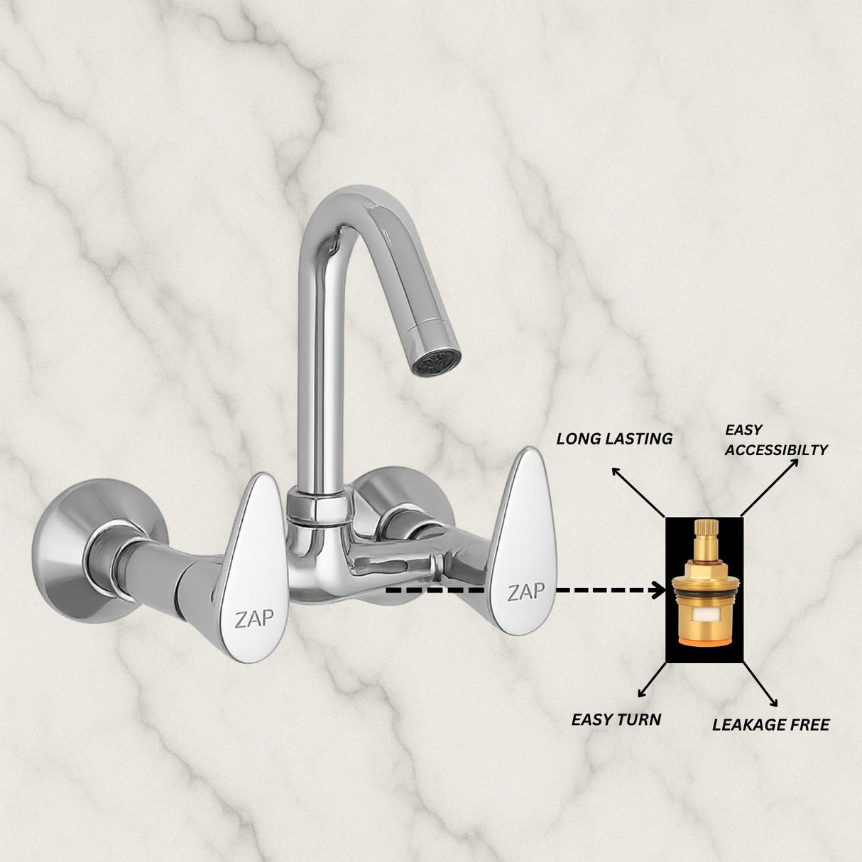 ZAP Brezza 2132  Sink Mixer Brass Tap