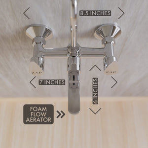 Zap Nova 2 In 1 Brass Wall Mixer with Provision for Overhead Shower and 125 mm Long Bend Pipe – Visible Hot/Cold with Faucet Cleaner Knobs