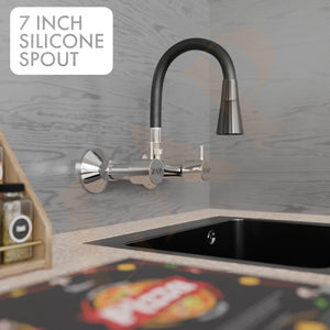 Elixir Brass Double Flow Sink Mixer Flexible Silicone Spout Tap