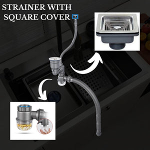 ZAP Waterfall 304 Grade Stainless Steel Kitchen Sink Set 24x18 Inch | Chrome Finish | Pull-Out Faucet, Chopping Board, Glass Rinser, Soap Dispenser & Strainer | Multi-Functional Farmhouse Sink for Modular Kitchens