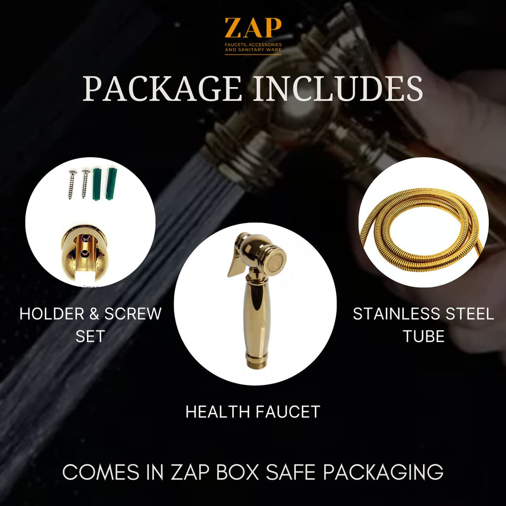 Zap Ultra ZX 8877 Health Faucet with Stainless Steel Tube and Holder & Screw Set (Gold)
