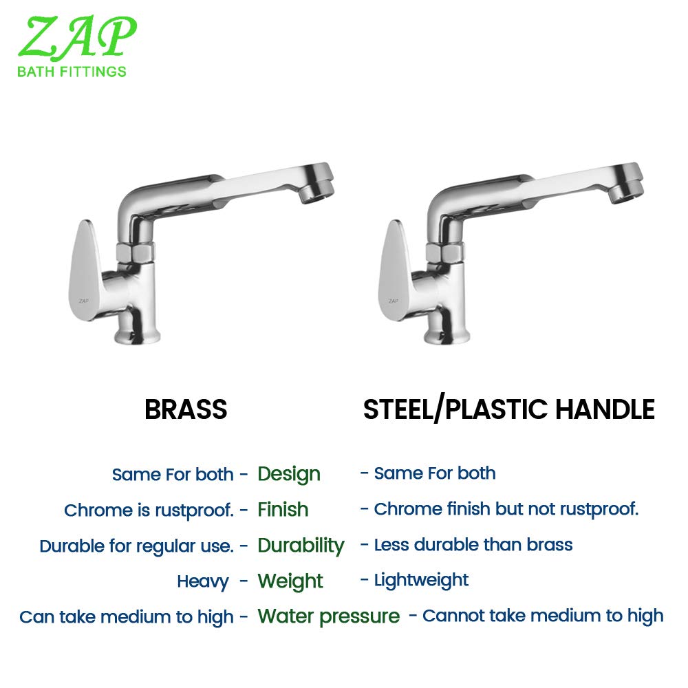 ZAP Brezza Brass Swan Neck Tap – 20x3 Inch Chrome Finish Kitchen Sink Faucet | 360° Swivel Spout | Counter Mount Basin Tap for Home, Kitchen & Bathroom