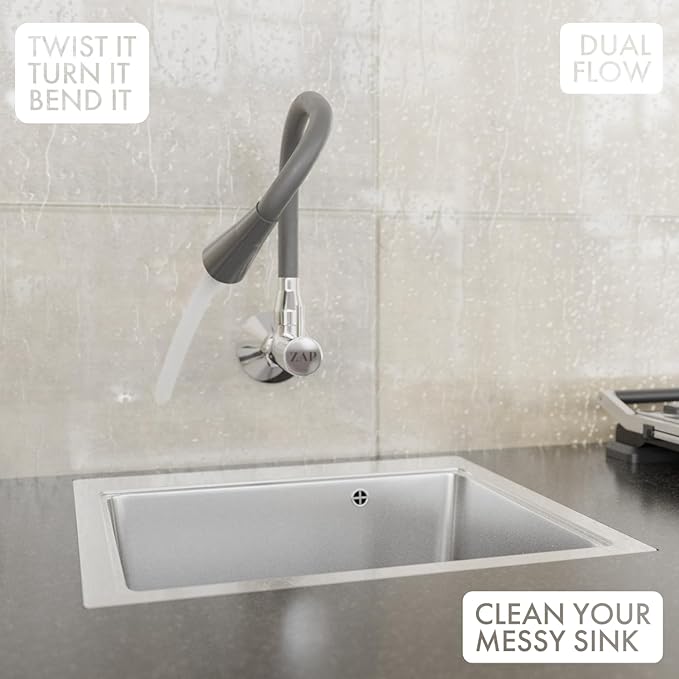 Grey Brass Sink Tap with Dual Flow Kitchen Faucet with Flexible Swivel Spout