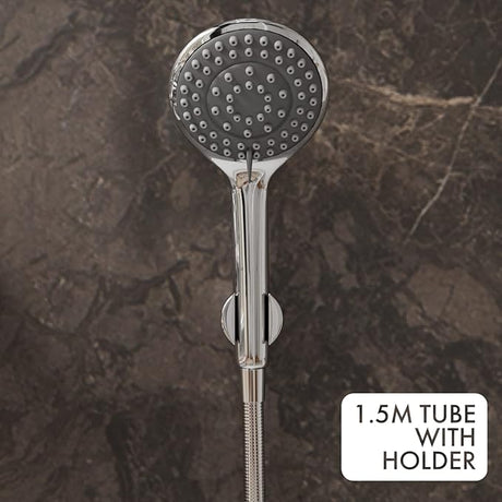 ZAP Elixir Series 2-in-1 Wall Mixer with Clutch | Brass Body with Multi-Flow Hand Shower & 1.5m Stainless Steel Hose Pipe | Chrome Finish Bathroom Fitting